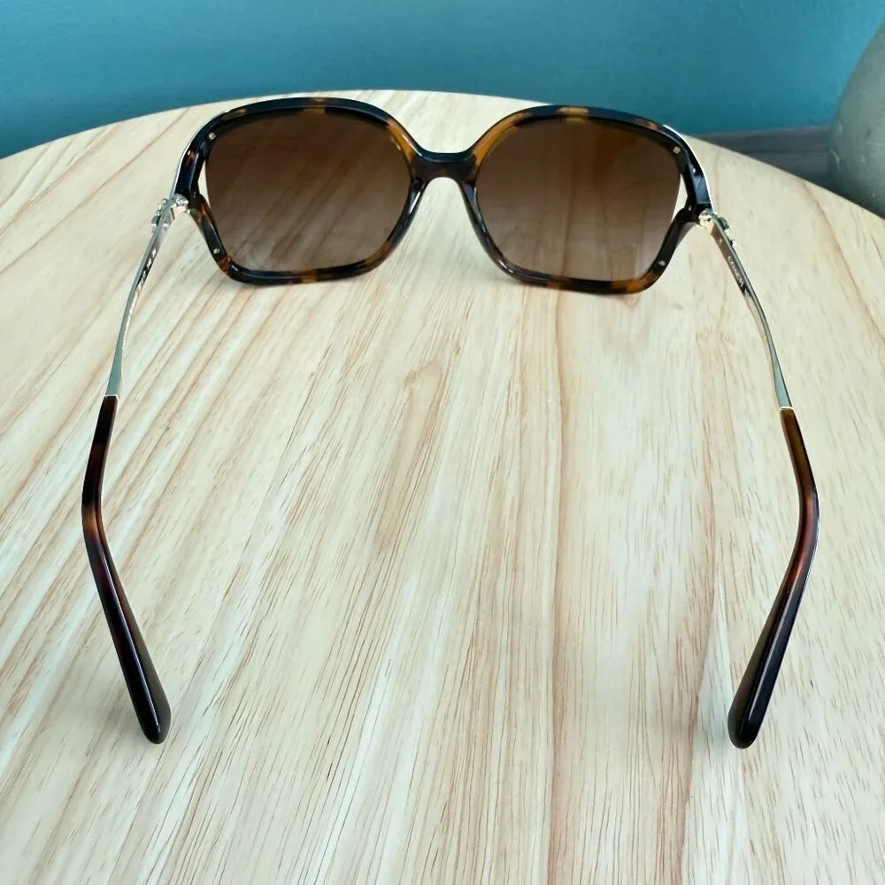 Coach Tortoise Sunglasses HC8280U L1116 XL Gold Cut Out Rims With Case & Papers - Picture 10 of 16